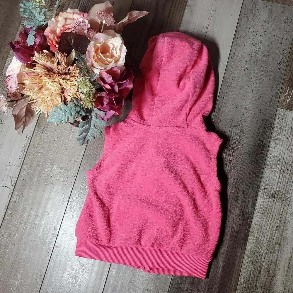 Carter's Pink Hooded Baby Toddler Girl Fleece Vest Size 18m